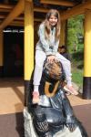 Wellington Zoo 19 - Sophie sur statue de Sun Bear