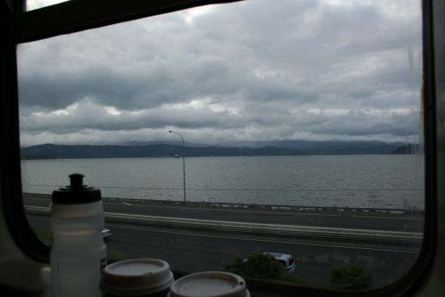 North Island Feb 2011 - 01 - Wellington Harbour from the train